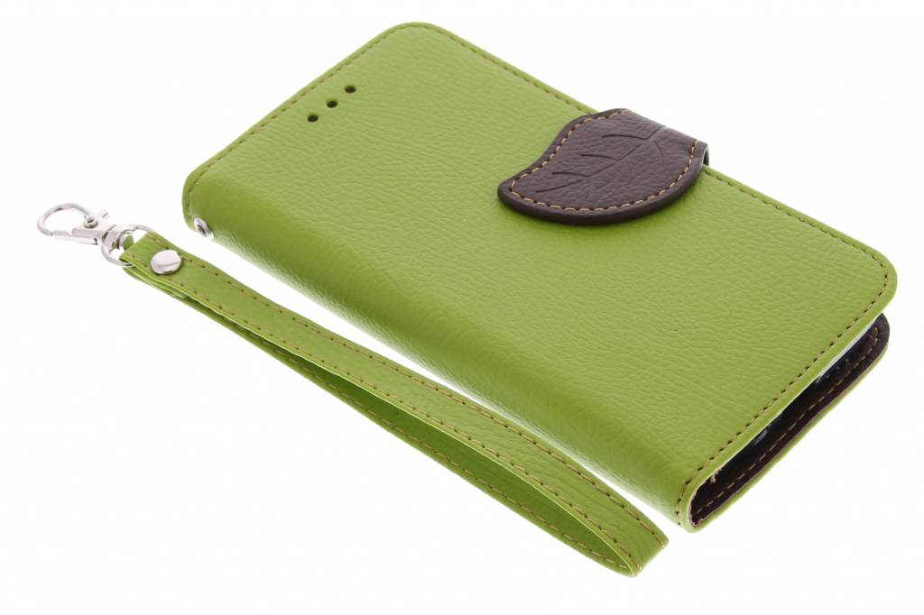 Image of Groene blad design TPU booktype hoes voor de LG L70