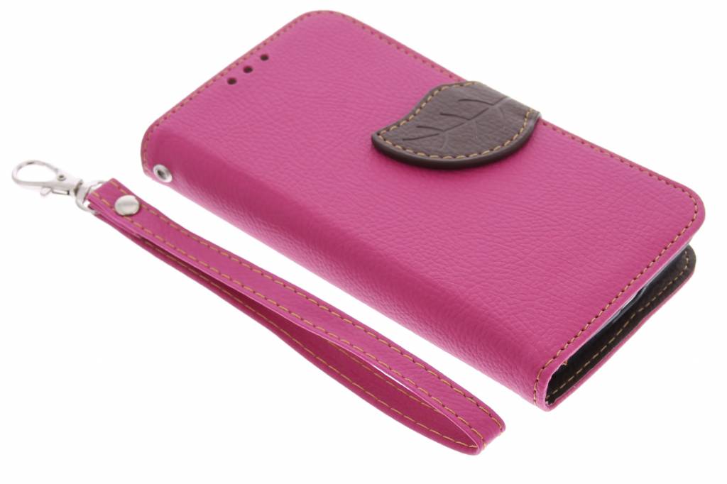 Image of Roze blad design TPU booktype hoes voor de Nokia Lumia 630 / 635