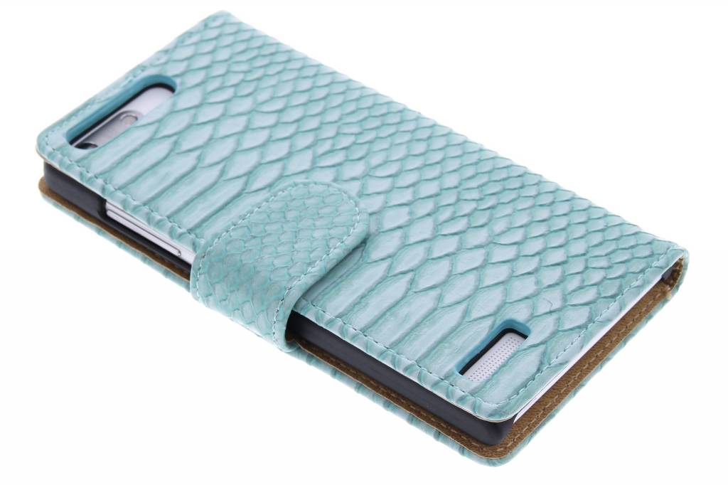 Image of Turquoise slangen booktype hoes voor de Huawei Ascend G6