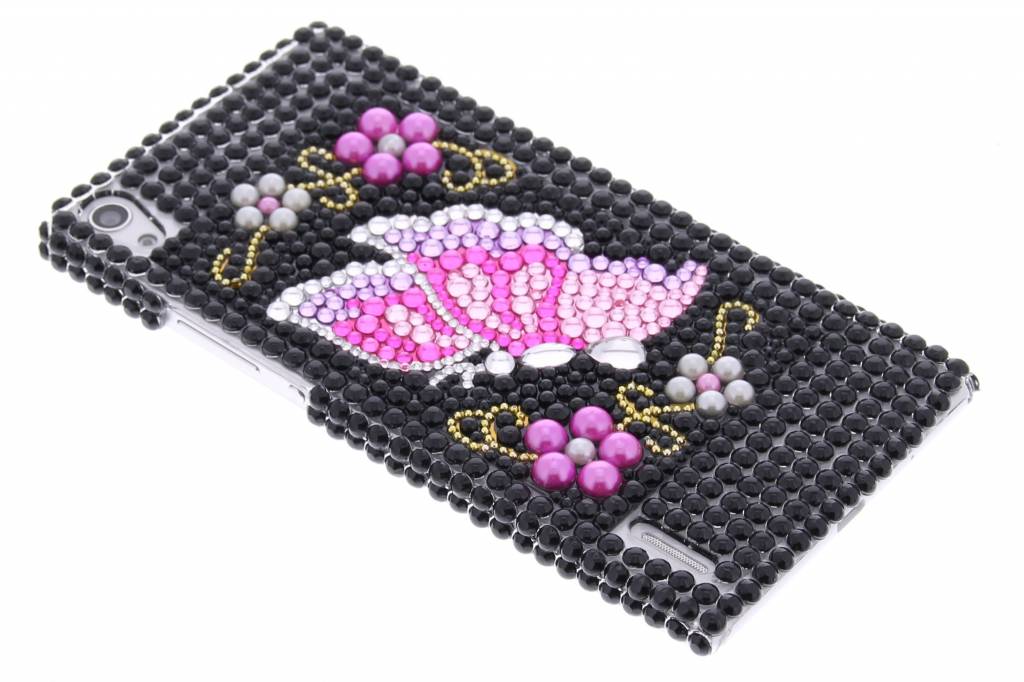 Image of Zwart vlinder design BlingBling hardcase voor de Huawei Ascend P7