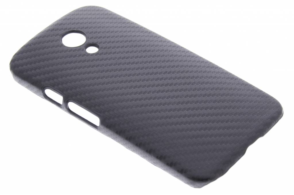 Image of Zwart carbon look hardcase hoesje voor de Motorola Moto G 2nd Gen 2014