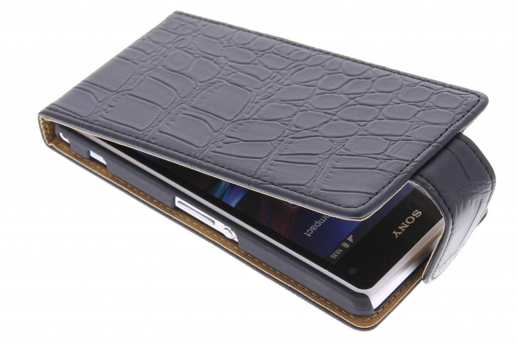 Image of Zwarte krokodil flipcase voor de Sony Xperia Z1 Compact