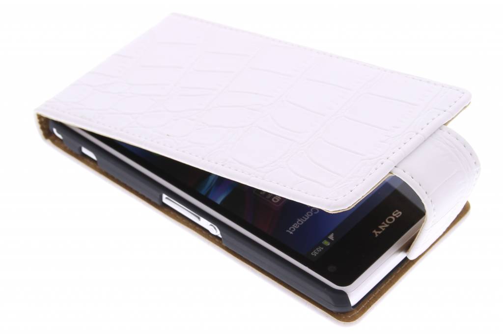 Image of Witte krokodil flipcase voor de Sony Xperia Z1 Compact