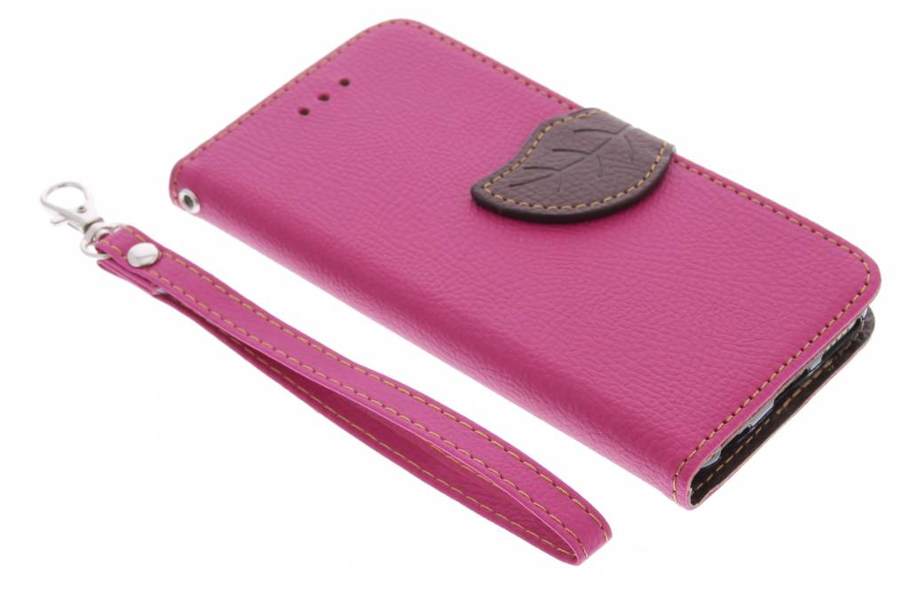 Image of Fuchsia blad design TPU booktype hoes voor de iPhone 5 / 5s / SE