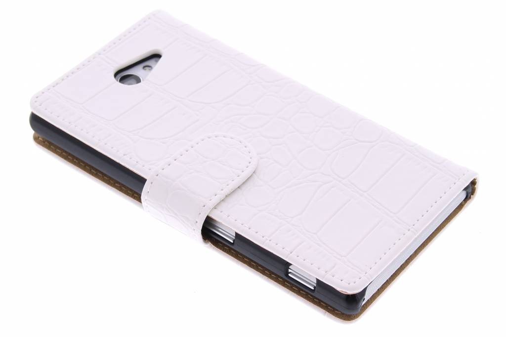 Image of Witte krokodil booktype hoes voor de Sony Xperia M2 (Aqua)