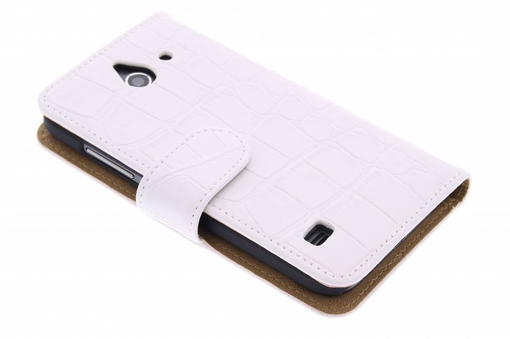 Image of Witte krokodil booktype hoes voor de Huawei Ascend Y550