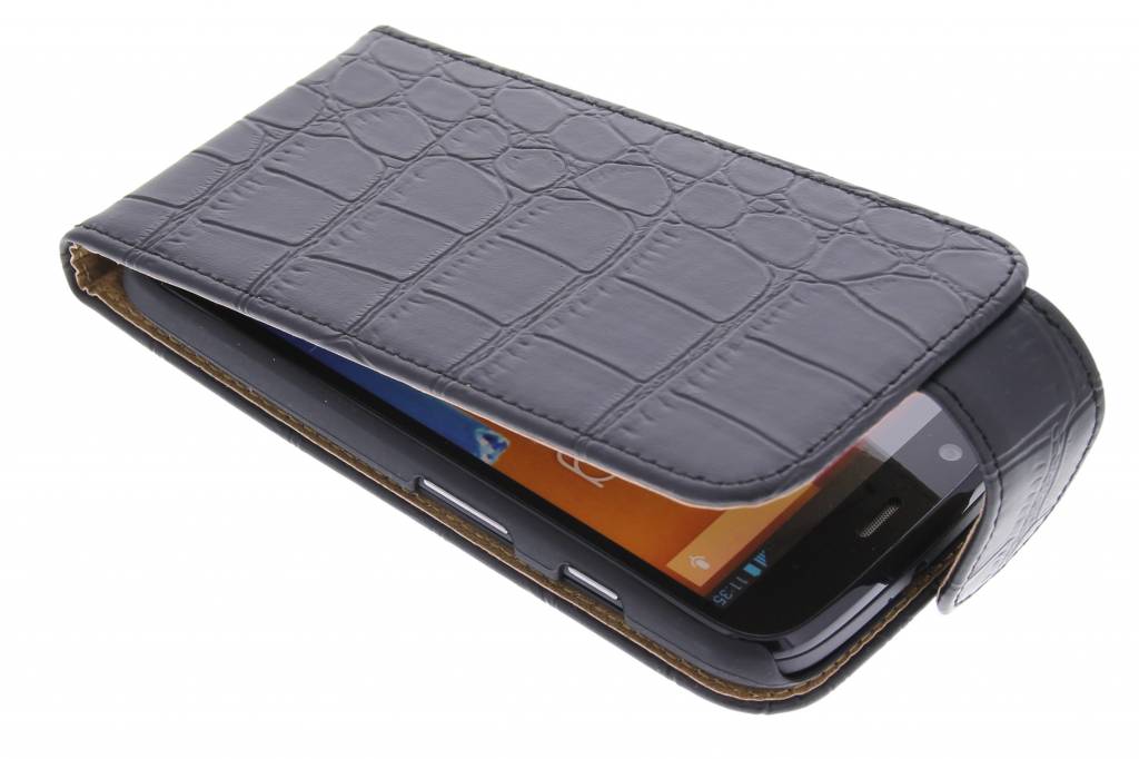 Image of Zwarte krokodil flipcase voor de Motorola Moto G