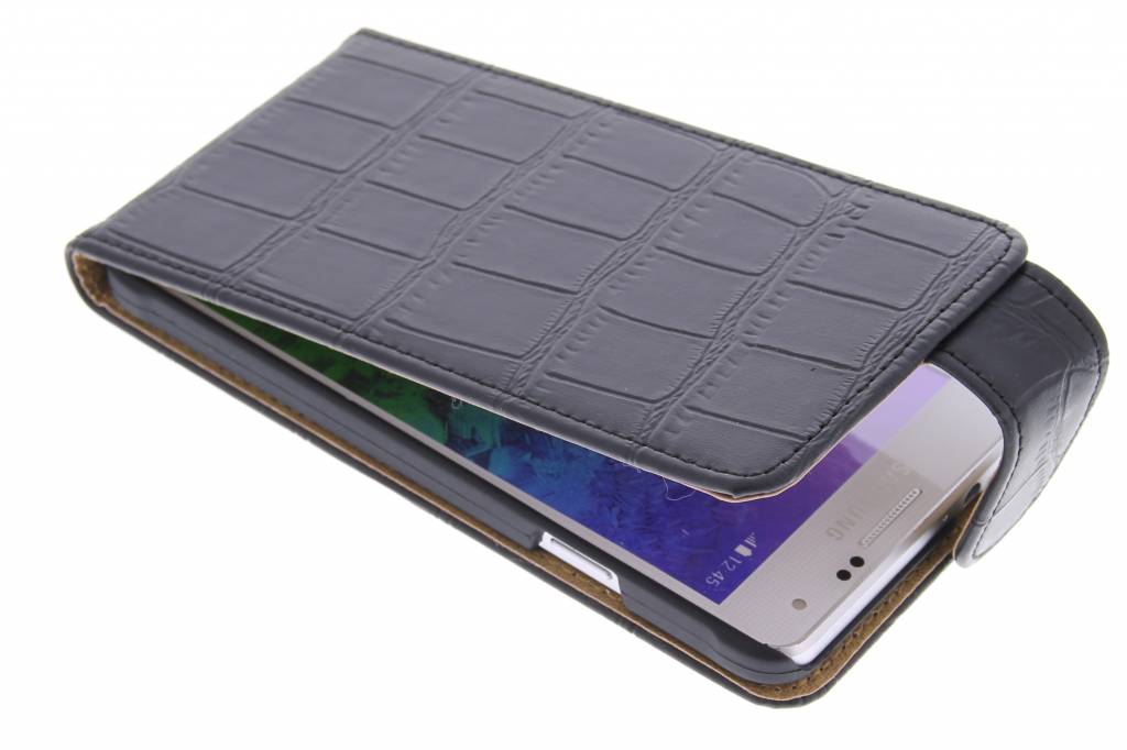 Image of Zwarte krokodil flipcase voor de Samsung Galaxy Alpha