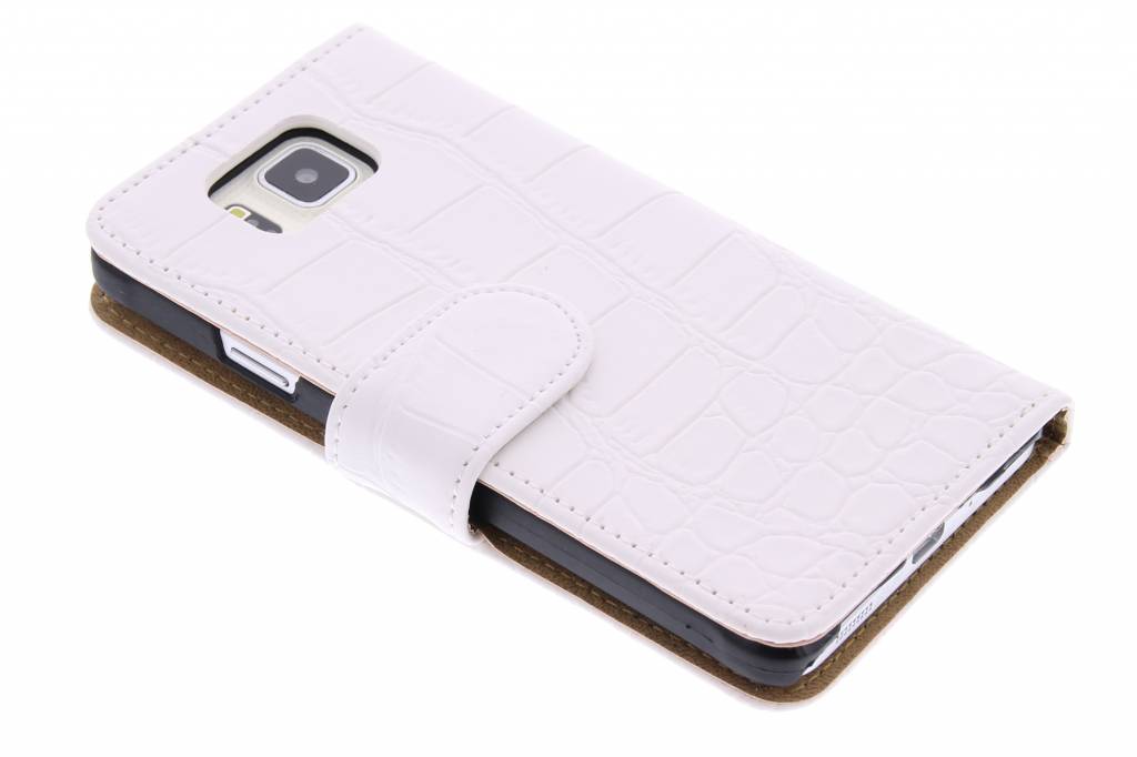 Image of Witte krokodil booktype hoes voor de Samsung Galaxy Alpha