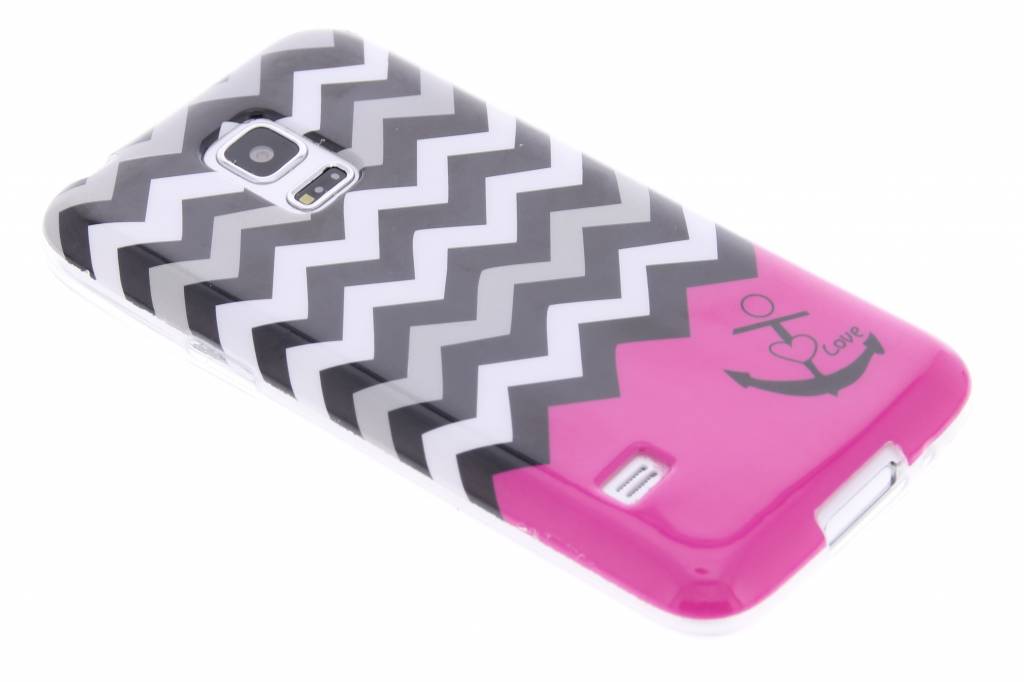 Image of Roze chevron design TPU siliconen hoesje voor de Samsung Galaxy S5 Mini