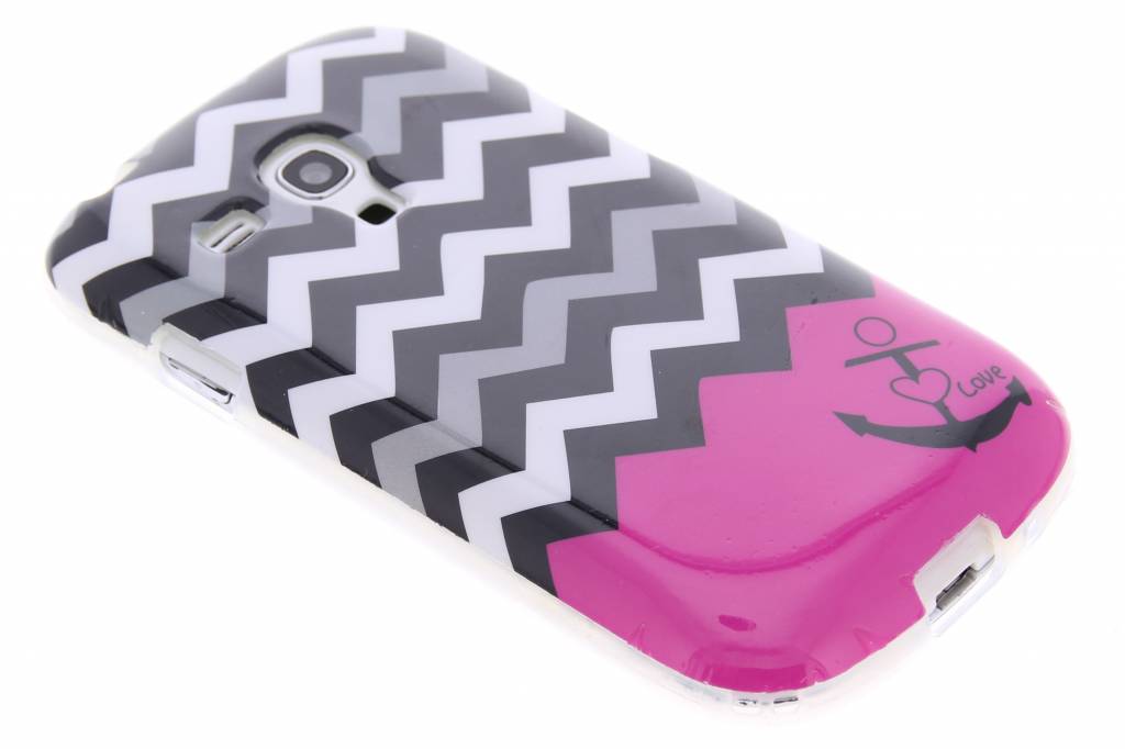 Image of Roze chevron design TPU siliconen hoesje voor de Samsung Galaxy S3 Mini