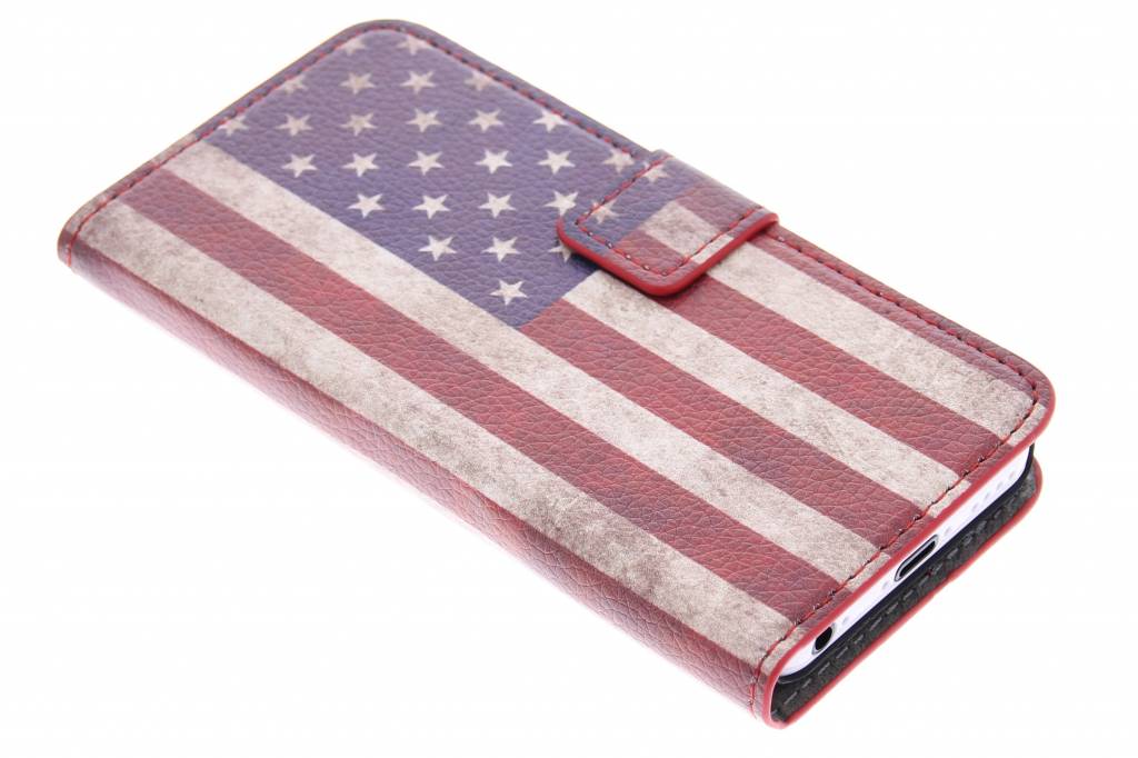 Image of Vintage Amerikaanse vlag booktype hoes voor de iPhone 5c