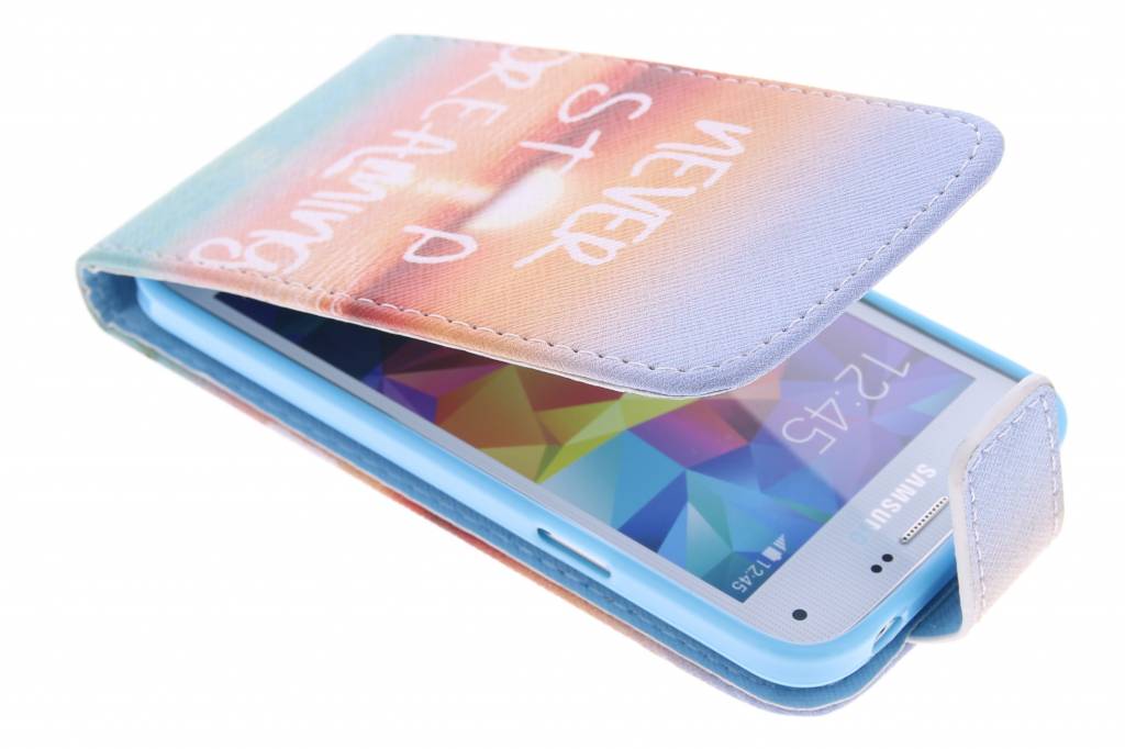 Image of Never stop dreaming design TPU flipcase voor de Samsung Galaxy S5 Mini