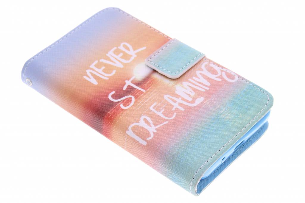 Image of Never stop dreaming design TPU booktype hoes voor de Samsung Galaxy Core 2