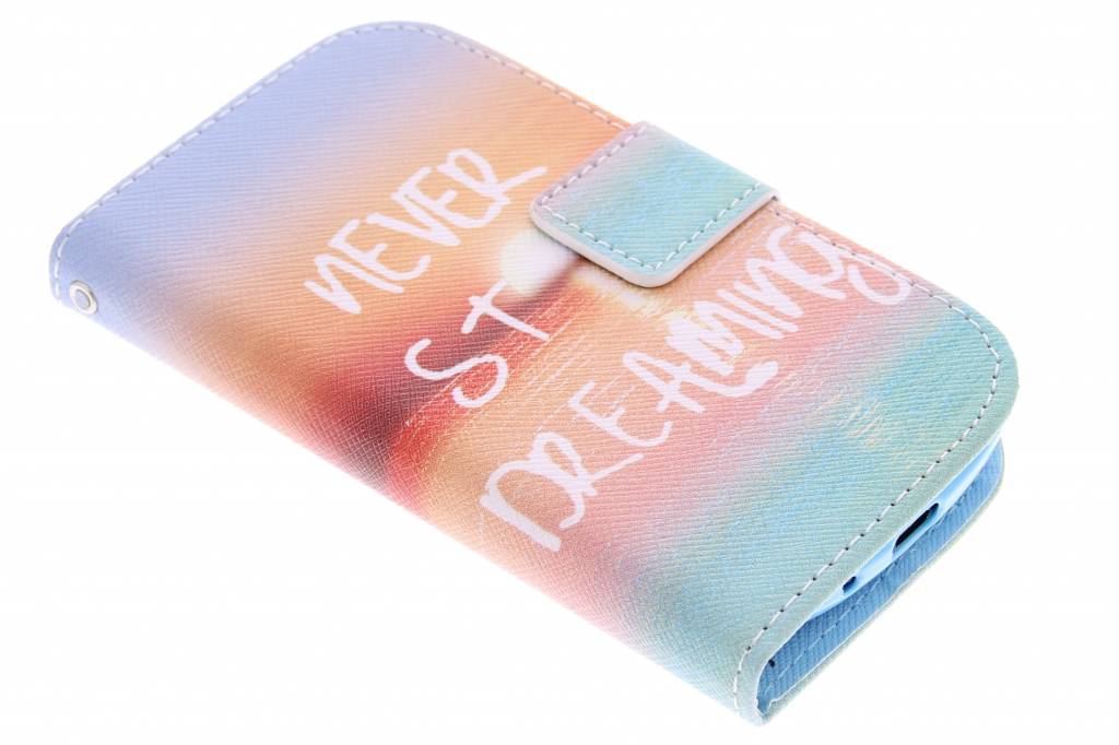 Image of Never stop dreaming design TPU booktype hoes voor de Samsung Galaxy S3 Mini