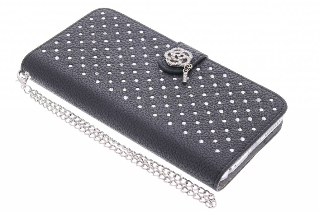 Image of Zwarte chique strass booktype hoes voor de iPhone 6(s) Plus