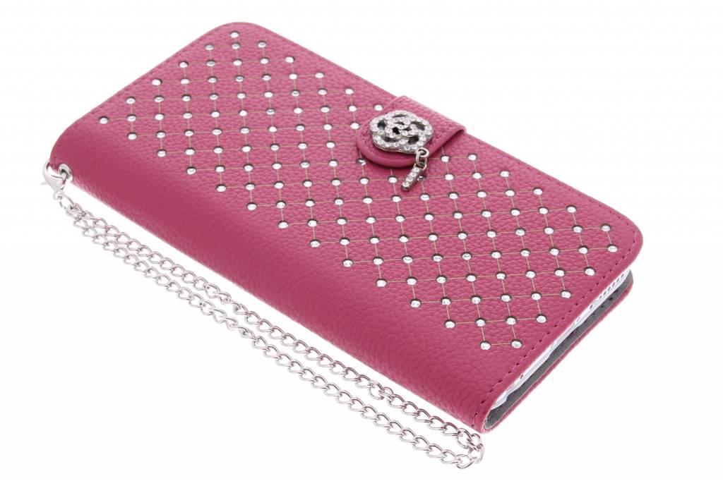 Image of Fuchsia chique strass booktype hoes voor de iPhone 6(s) Plus