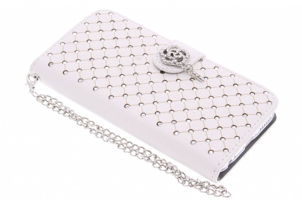 Image of Witte chique strass booktype hoes voor de iPhone 6 / 6s