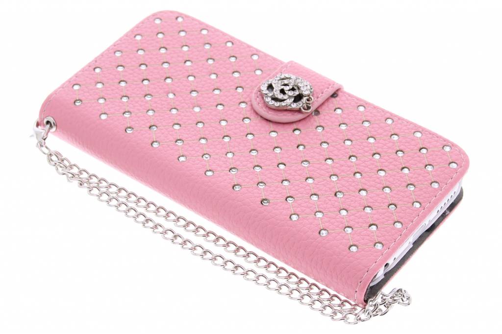 Image of Roze chique strass booktype hoes voor de iPhone 6 / 6s