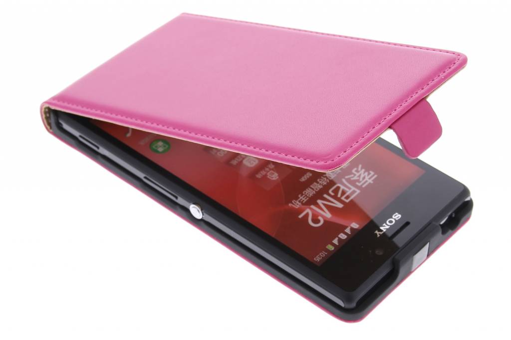 Image of Fuchsia luxe flipcase voor de Sony Xperia M2 (Aqua)