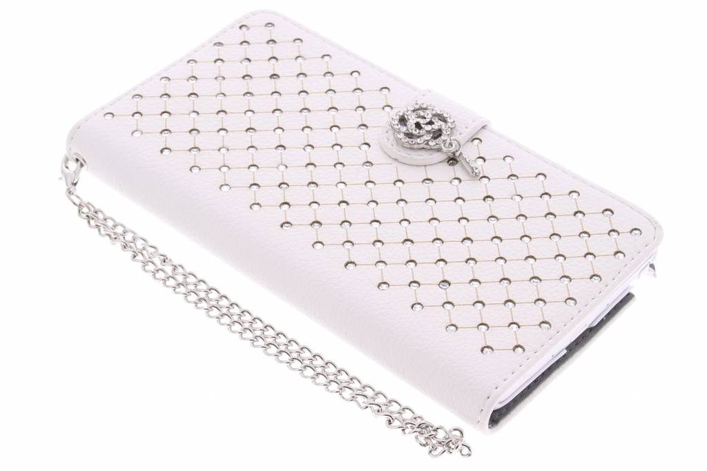 Image of Witte chique strass booktype hoes voor de Samsung Galaxy Note 4