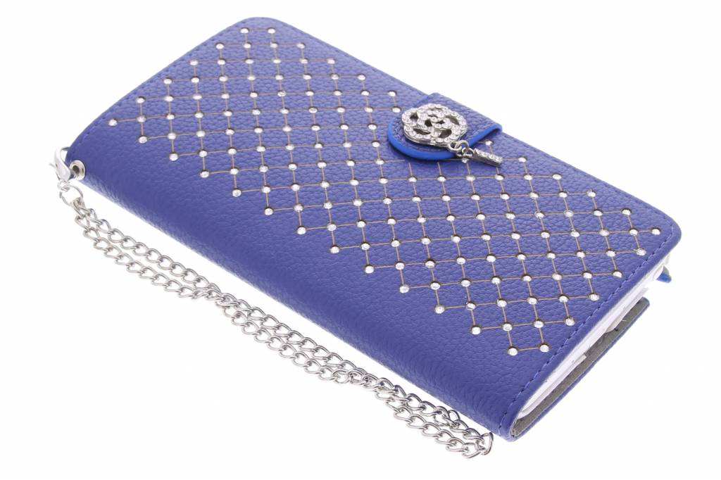 Image of Blauwe chique strass booktype hoes voor de Samsung Galaxy Note 4