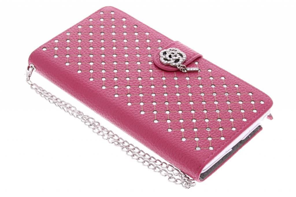 Image of Fuchsia chique strass booktype hoes voor de Samsung Galaxy Note 4