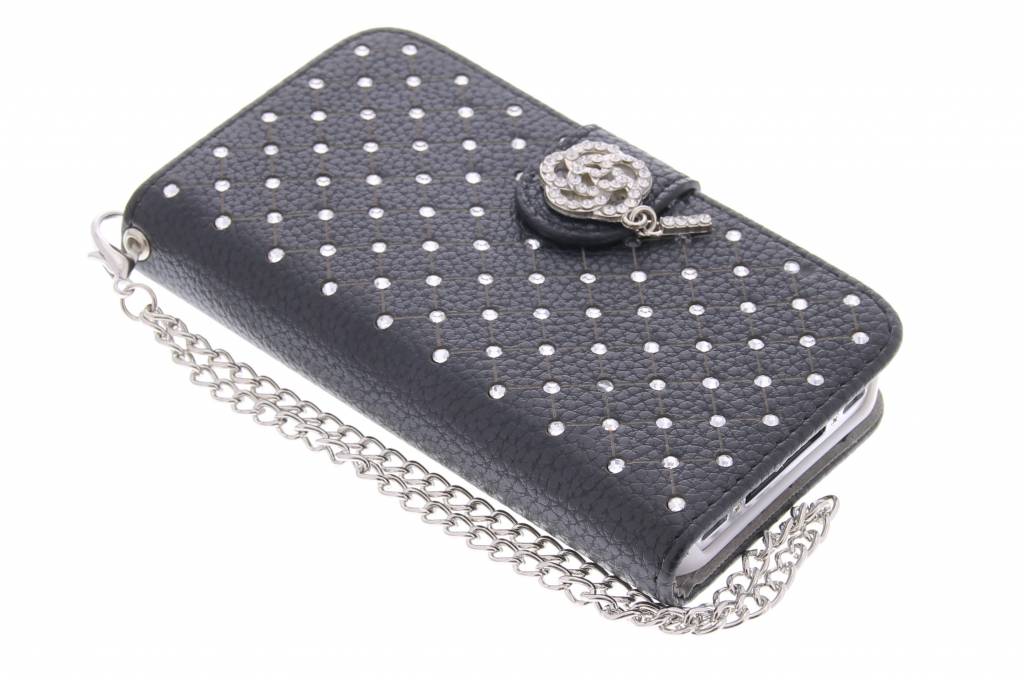 Image of Zwarte chique strass booktype hoes voor de iPhone 4 / 4s