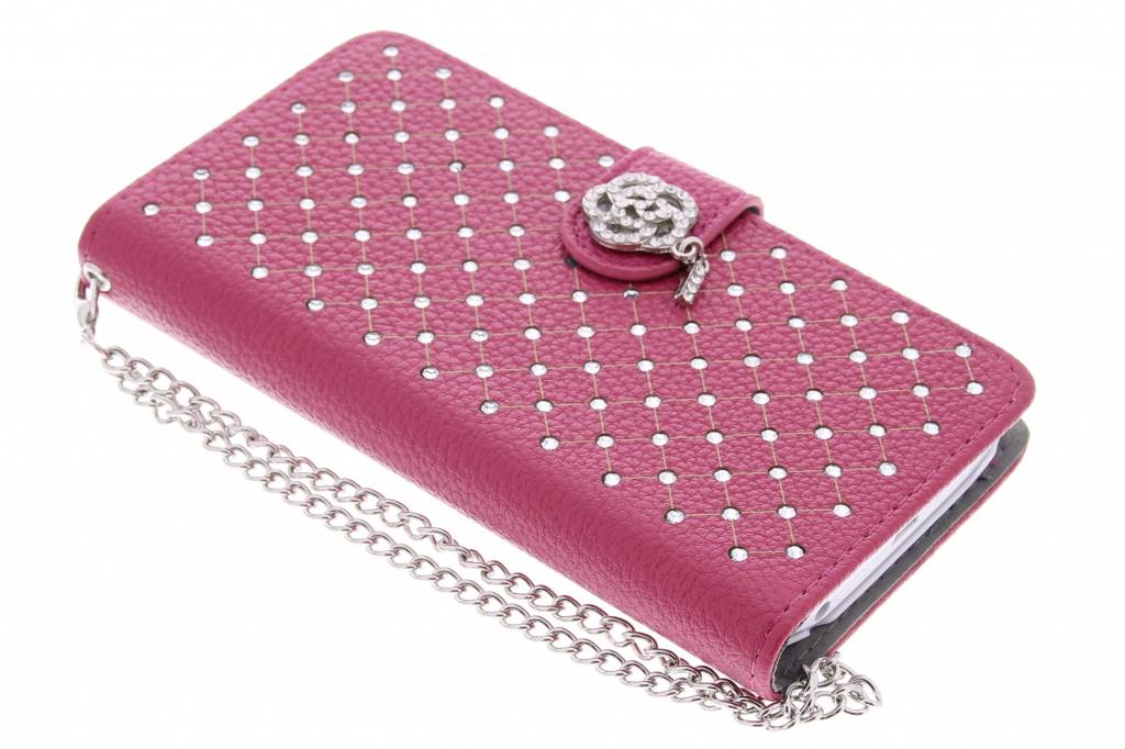 Image of Fuchsia chique strass booktype hoes voor de LG G2