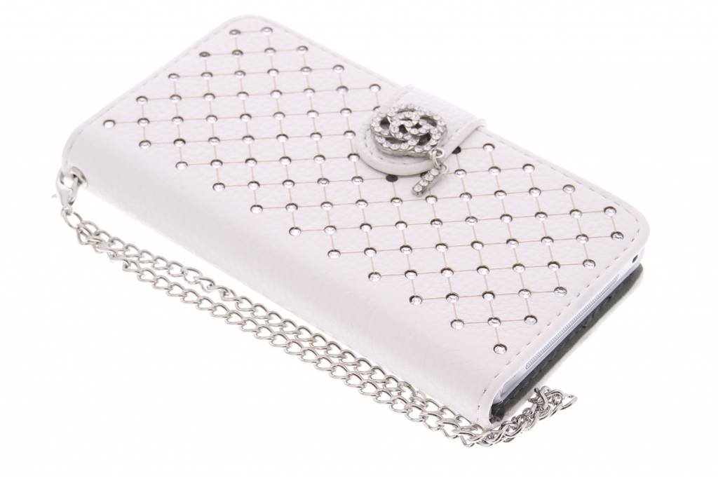 Image of Witte chique strass booktype hoes voor de Sony Xperia Z1 Compact