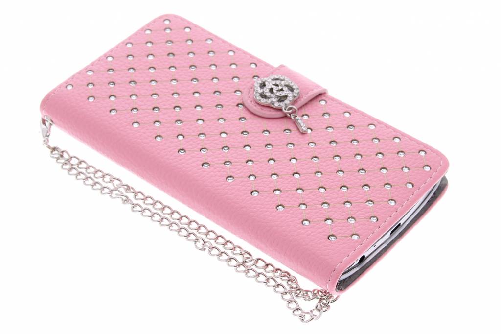 Image of Roze chique strass booktype hoes voor de LG G3