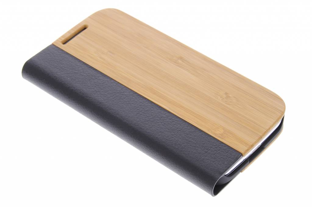 Image of Hout lederen booktype hoes voor de Samsung Galaxy S4