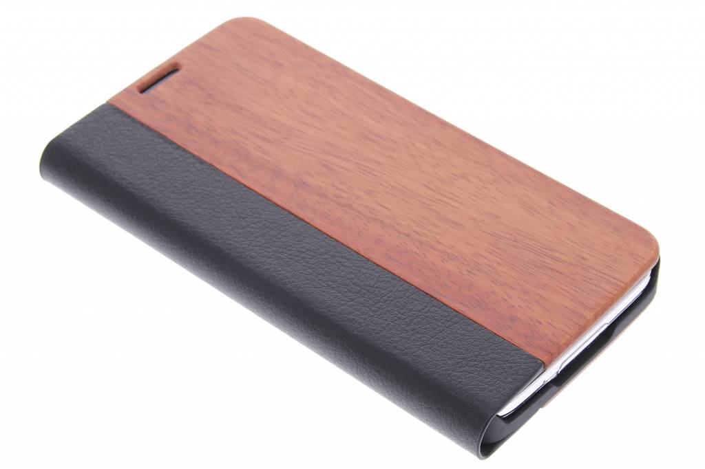 Image of Hout lederen booktype hoes voor de Samsung Galaxy S5 (Plus) / Neo