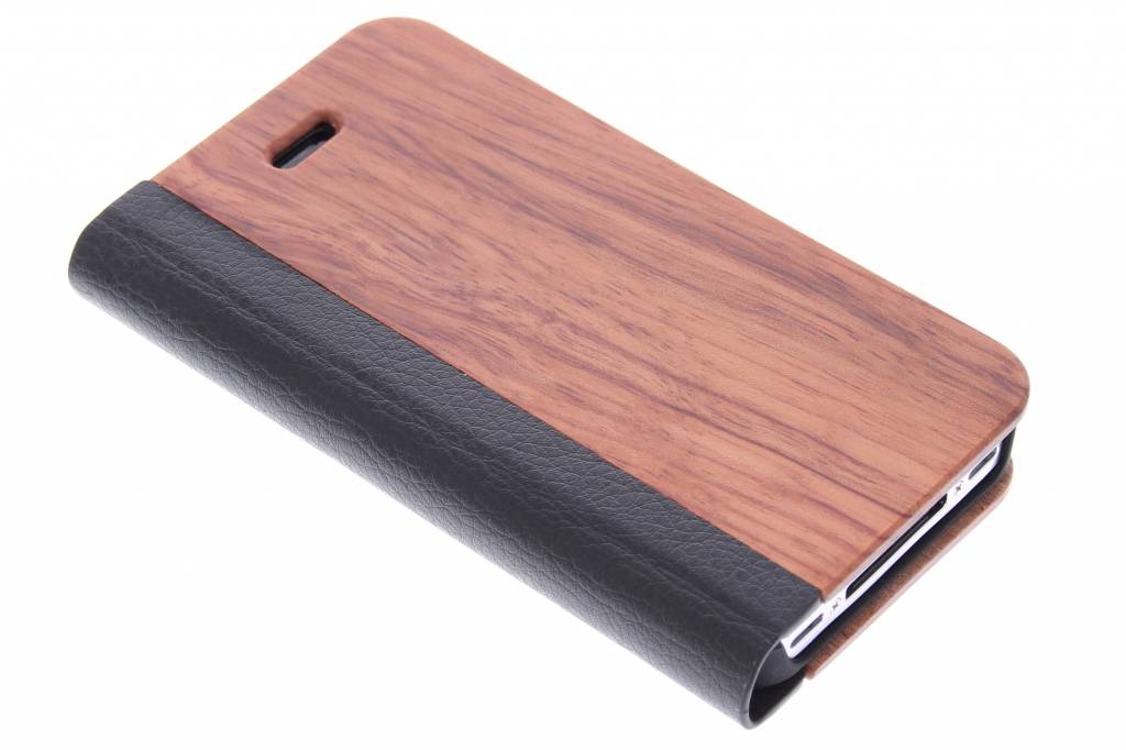 Image of Hout lederen booktype hoes voor de iPhone 4 / 4s