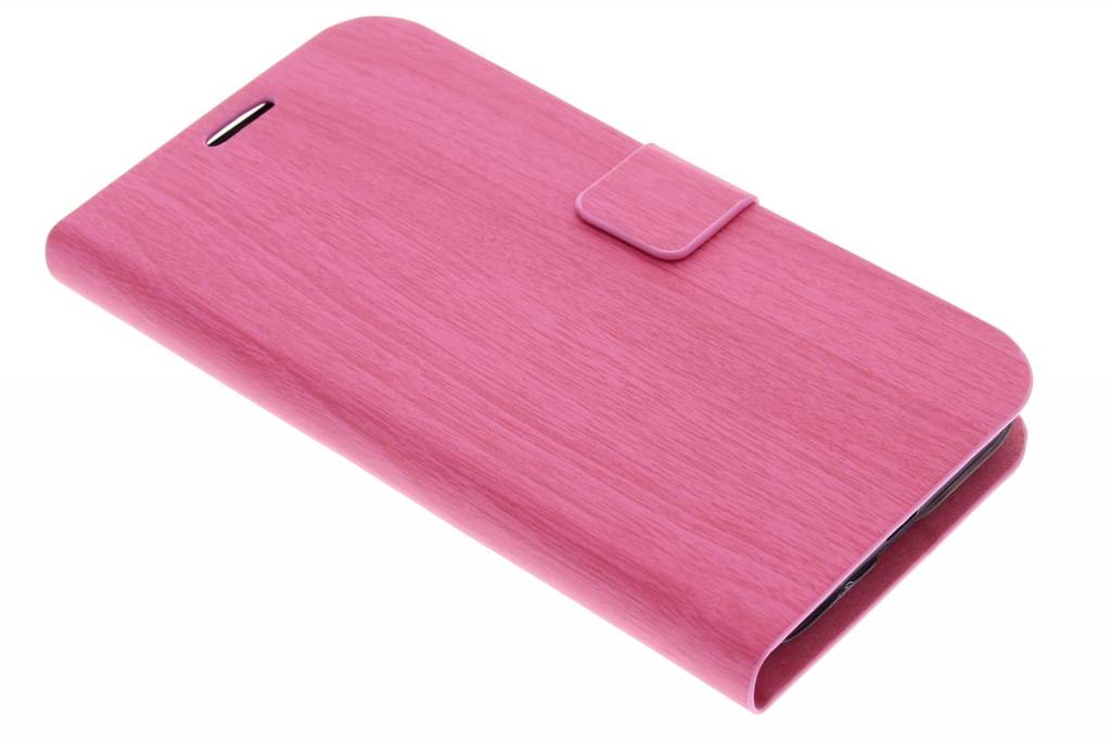 Image of Roze hout design booktype hoes voor de Huawei Ascend Y550