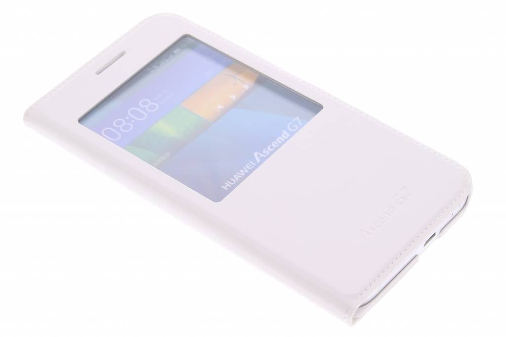 Image of Witte luxe slim booktype hoes met venster voor de Huawei Ascend G7