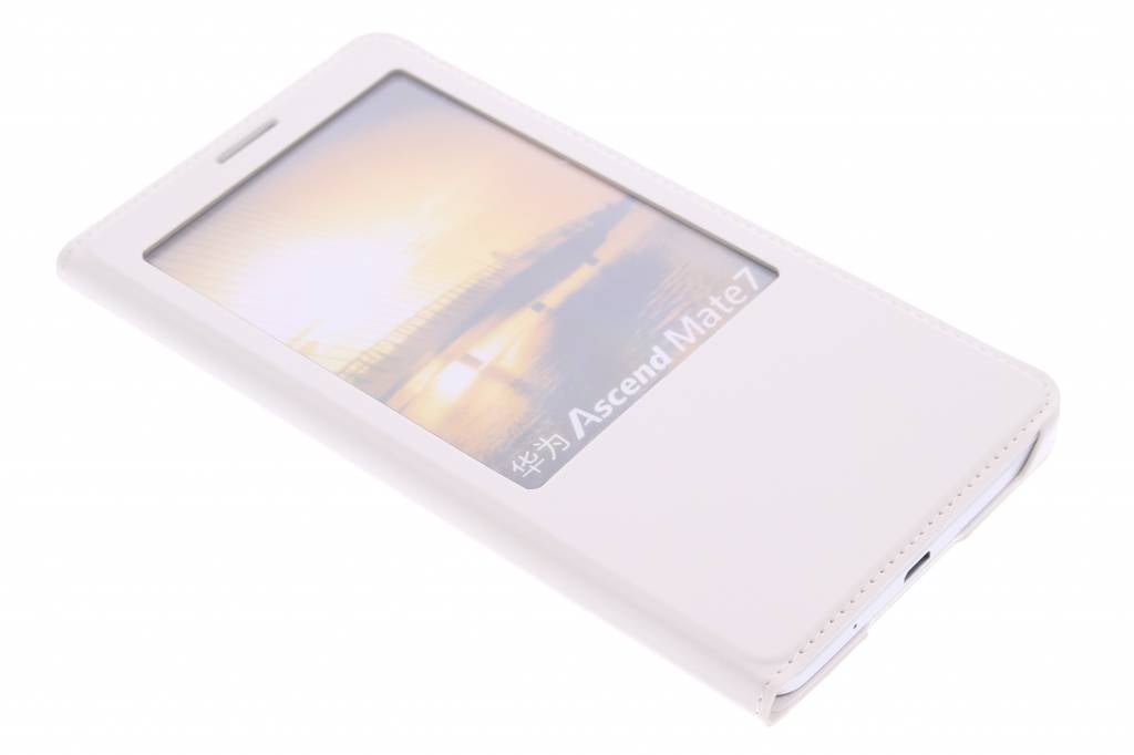 Image of Witte luxe slim booktype hoes met venster voor de Huawei Ascend Mate 7