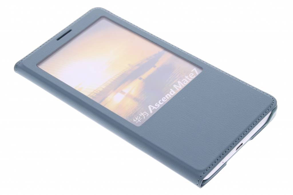 Image of Staalblauwe luxe slim booktype hoes met venster voor de Huawei Ascend Mate 7