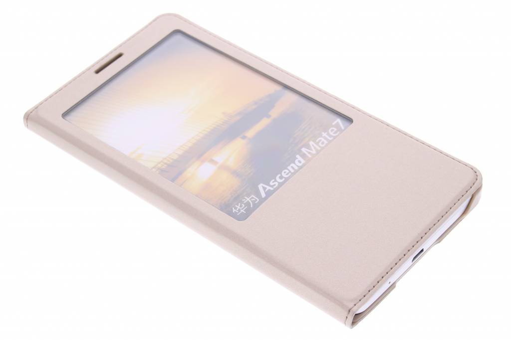 Image of Gouden luxe slim booktype hoes met venster voor de Huawei Ascend Mate 7