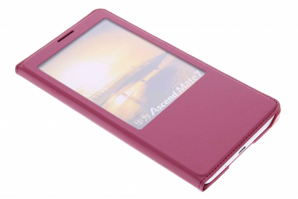 Image of Fuchsia luxe slim booktype hoes met venster voor de Huawei Ascend Mate 7