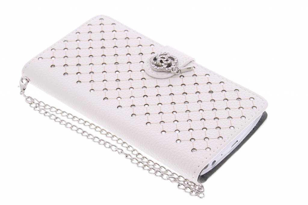 Image of Witte chique strass booktype hoes voor de LG G3