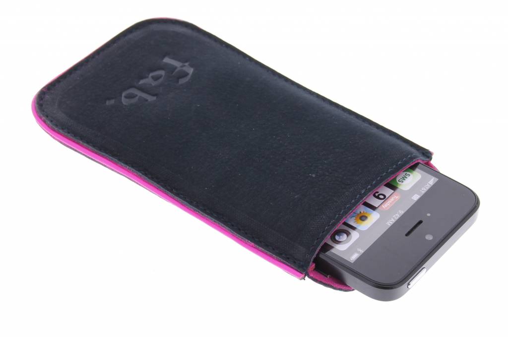 Image of lederen phone cover voor de iPhone 5 / 5s / SE - Navy Blue & Pink Fluor