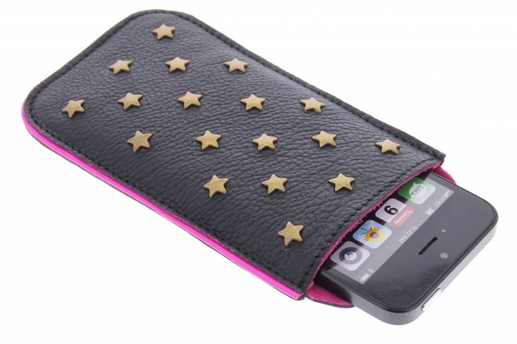 Image of star studs phone cover iPhone 5 / 5s / SE- Natural Black & Pink Fluor