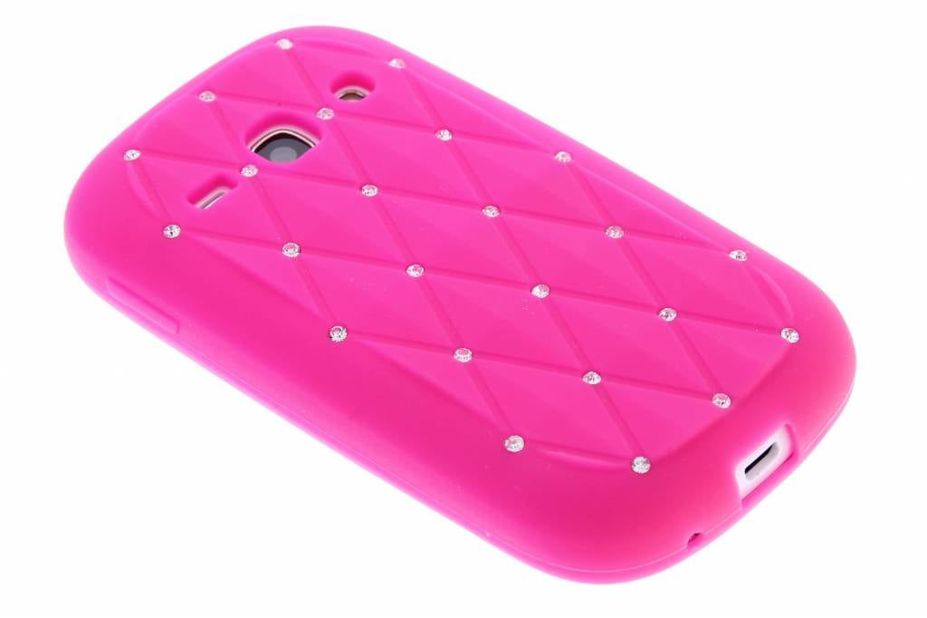 Image of Fuchsia siliconen hoesje met strass voor de Samsung Galaxy Fame