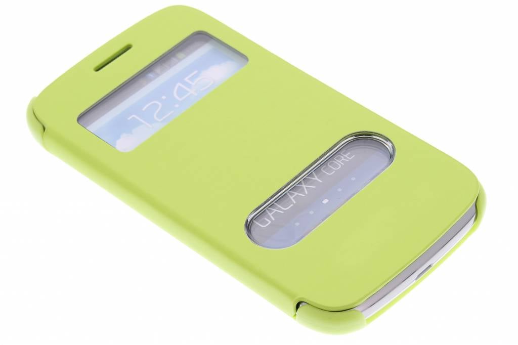 Image of Groene slim booktype hoes met venster voor de Samsung Galaxy Core