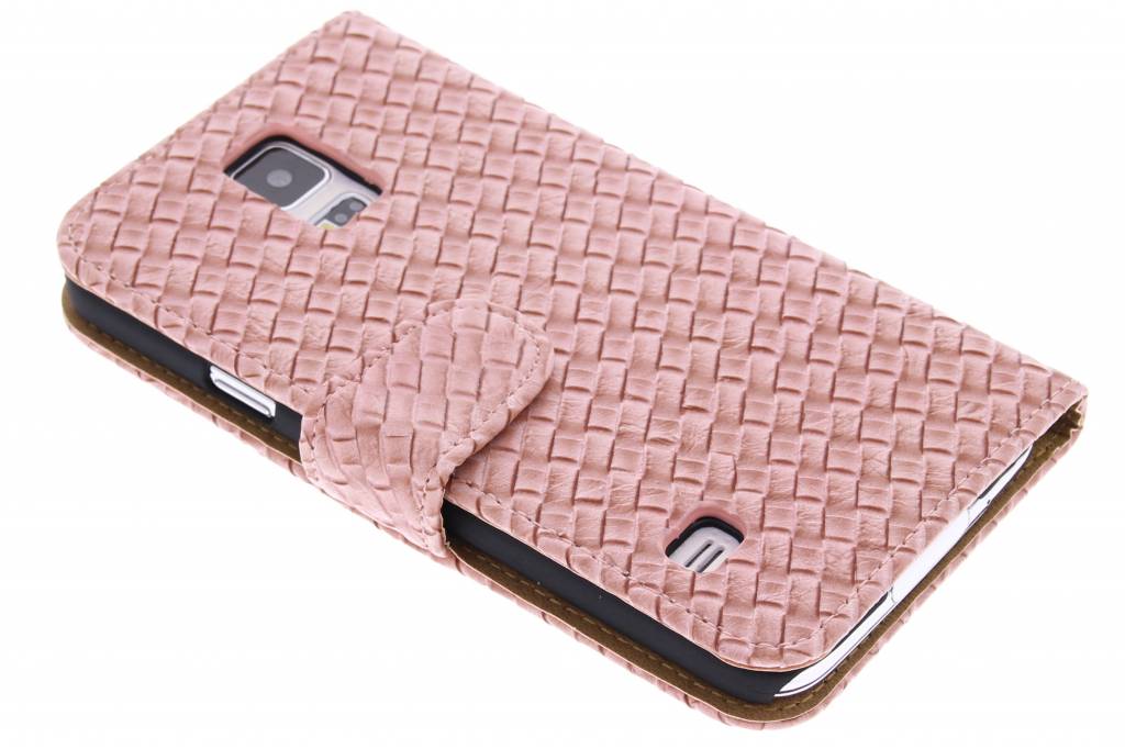 Image of Roze geweven booktype hoes voor de Samsung Galaxy S5 (Plus) / Neo