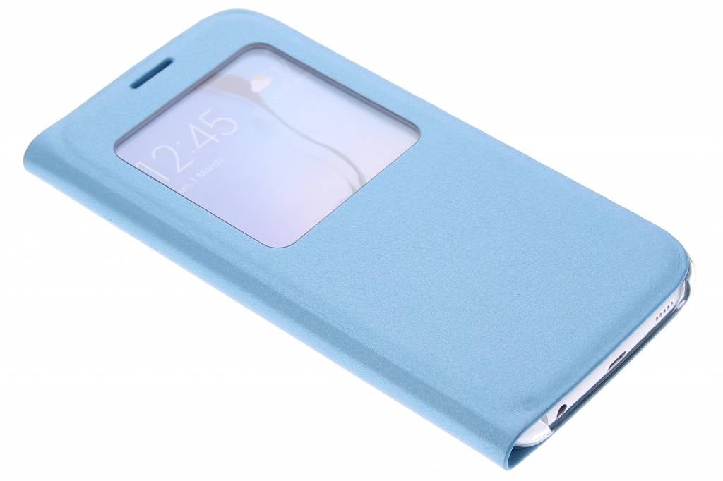 Image of Metallic blauw slim booktype hoes met venster voor de Samsung Galaxy S6