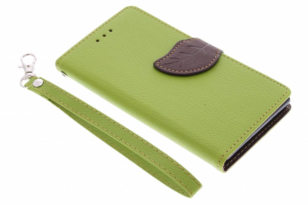 Image of Groene blad design TPU booktype hoes voor de Huawei Ascend G6