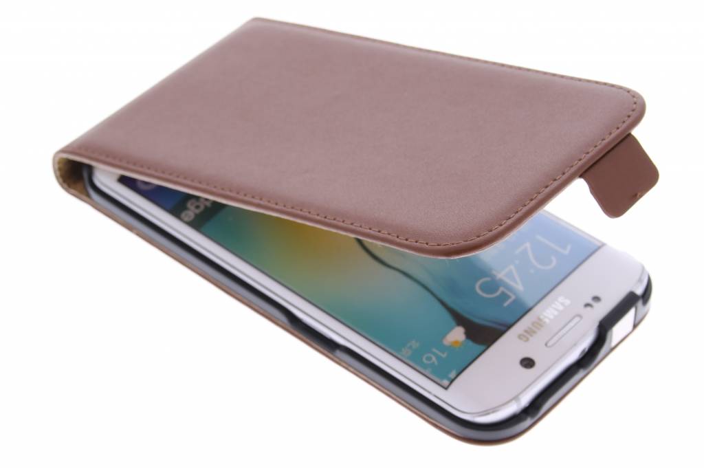 Image of Bruine luxe flipcase voor de Samsung Galaxy S6 Edge