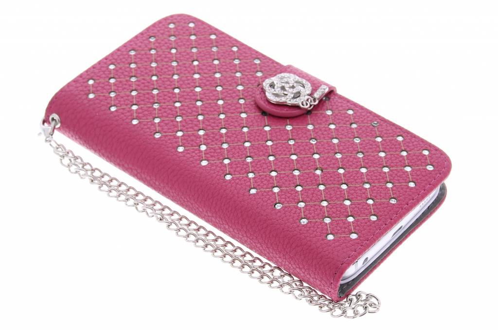 Image of Fuchsia chique strass booktype hoes voor de Samsung Galaxy S6 Edge